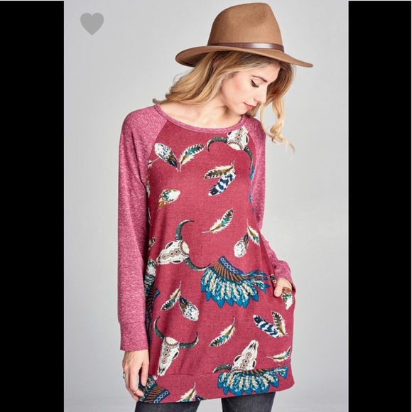 2 left❤️2 for $40❤️longhorn tribal print top - Picture 3 of 9